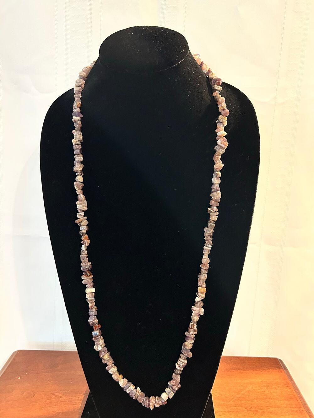 36" Polished Purple Amethyst Gemstone Flapper Length Opera Strand Necklace